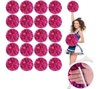 20 animadoras pompones, animadoras de 30 centímetros pompones con mango de palo pompones para animadoras espirituales del equipo deportivo de danza de la escuela (Rosa)