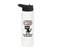 20 aniversario de boda, sobreviví a 20 años de matrimonio Stainless Steel Insulated Water Bottle