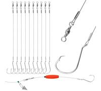 20 anzuelos de pesca circulares, anzuelos de pesca con alambre de líder, de acero inoxidable, anzuelos circulares, anzuelos para bagre, anzuelos de pesca para agua salada, bagre, lucioperca, salmón,