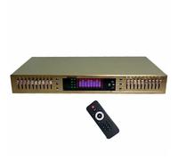 20-Band Audio Equalizer, 20 Band HiFi Audio Equalizer, Professional Digital Graphic Effects Tuning, with Remote Control, LED Spectrum Display, Built-in Bluetooth/USB(Gold)