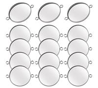20 bandejas redondas de acero inoxidable de 25 mm para colgantes, conectores de base plana, bisel de cabujón, eslabones en blanco para manualidades, pulseras, collares, joyas, fotos de camafeo, Acero