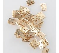 20 bisagras de puerta pequeñas con tornillos, mini bisagras de metal de 10 x 8 mm para reparación de joyeros, muebles en miniatura de casa de muñecas 1/12, fabricación de modelos de bricolaje (dorado)
