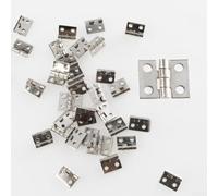 20 bisagras pequeñas y tornillos para accesorios de muebles en miniatura, cobre con chapado en latón, para armarios de casa de muñecas y proyectos de joyeros, resistentes (plata)