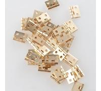 20 bisagras pequeñas y tornillos para accesorios de muebles en miniatura, cobre con chapado en latón, para armarios de casa de muñecas y proyectos de joyeros, resistentes (dorado)