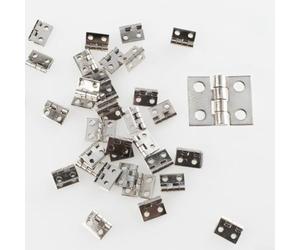 20 bisagras pequeñas y tornillos para accesorios de muebles en miniatura, cobre con chapado en latón, para armarios de casa de muñecas y proyectos de joyeros, resistentes (plata)