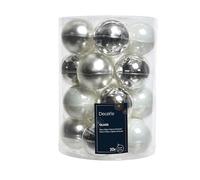 20 Bolas de Navidad de cristal 6 cm Color Blanco - Plata Mix bolas de navidad