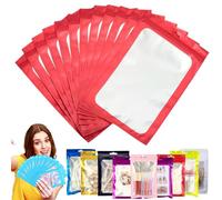 20 Bolsa de Embalaje de Mylar Papel Aluminio con Cremallera,20x30cm Rojo Resellables Transparencia Bolsas Planas Prueba de Olor,para Café Fruta Dulces Comida Joyería Galletas Almacenamiento