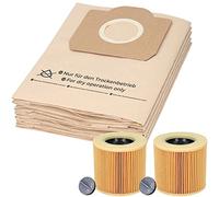 20 bolsas de aspiradora + 2 filtros para aspiradoras Karcher WD3 y MV3. Alternativa para 6.959-130.0 (bolsa) y 6.414-552.0 (filtro de cartucho)