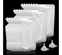 20 bolsas de bebidas recargables de 500 ml, reutilizables, a prueba de fugas, bolsas de jugo de alcohol, bolsas de líquido, botellas de plástico transparente para viajes, kit de crucero para fiestas,
