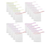 20 bolsas de jabón de colores con cordón, bolsas de ducha de malla, almacenamiento portátil de jabón con cordón