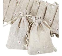 20 bolsas de lino con cordón, bolsas de regalo de tela de algodón de 10 x 14 cm, pequeños sacos de regalo de arpillera para Navidad, bodas y fiestas