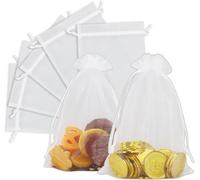 20 bolsas de organza blancas, bolsas de organza, bolsas de regalo organza, bolsa grande de organza, 13 x 18 cm, para joyas, chifón, cordón, para bodas, cumpleaños