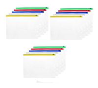 20 bolsas de plástico A5 transparentes para archivar archivos, con cremallera roja