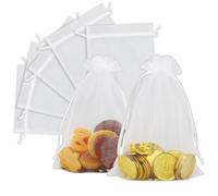 20 bolsas de regalo de organza blanca, bolsas de gasa de 13 x 18 cm, bolsas de gasa con cordón, bolsas de malla con cordón, bolsas de malla para boda, fiesta, bolsas de regalo de tela, bolsas de