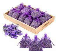 20 Bolsitas de Lavanda Seca Natural, Auténtica Lavanda Seca, Antipolillas, Ambientador, Aroma Relajante Olores, para Armarios, Cajones, Coche y Habitación