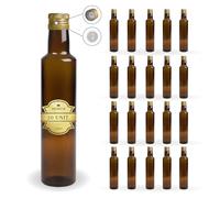 20 Botellas de Cristal Oscuro 250 ml con Tapón Dorado y Boquilla - Aceitera Protectora para Aceite de Oliva, Vinagre y Salsas | Espirito Rebelde