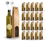 20 Botellas de Cristal Oscuro 500 ml con Tapón Dorado y Boquilla - Aceitera Protectora para Aceite de Oliva, Vinagre y Salsas | Espirito Rebelde