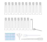 20 botellas vacías de muestra de perfume de 1 ml, tapa blanca, tubo de ensayo de aceite esencial, mini recipientes de vidrio recargables para aromaterapia, fragancia y líquido