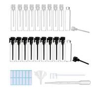 20 botellas vacías de muestra de perfume de 1 ml, tubo de ensayo de aceite esencial, mini recipientes de vidrio recargables para aromaterapia, fragancia y líquido