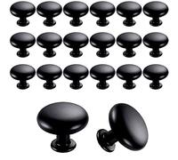 20 botones de puerta, botones de cajón, 30 mm, vintage, asas de botones de mueble para armarios de cocina (negro)