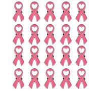20 broches de solapa de concienciación sobre el cáncer de mama, con lazo de corazón, insignias de bienestar público, accesorios de joyería para fiestas, broches, talla única, como se describe
