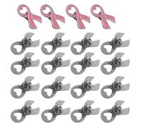 20 broches oficiales de cinta para concienciación sobre el cáncer de mama, solapa, atención médica, insignias de bienestar público, joyería para mujer, as described, Metal, No es una piedra preciosa
