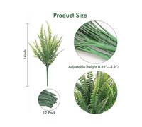 20 Bundles Artificial Plants, Fake Boston Fern Greenery Outdoor Uv Resistant No Fade Faux