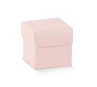 20 cajas bombonera en forma de cubo rosa para boda, cumpleaños, bautizo, comunión, incluye tarjeta con impresión personalizada de regalo 100060S