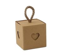 20 cajas de regalo con forma de corazón, pequeñas cajas de regalo, minicajas de regalo retro, papel de estraza para bodas, cajas de regalo para Navidad, 5,5 x 5,5 x 5,5 cm, amarillo