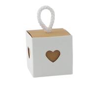 20 cajas de regalo con forma de corazón, pequeñas cajas de regalo, minicajas de regalo retro, papel de estraza para bodas, cajas de regalo para Navidad, 5,5 x 5,5 x 5,5 cm, color blanco y amarillo