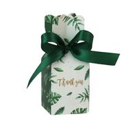 20 cajas de regalo cuadradas para dulces, cajas de regalo, cajas de regalo, cajas de regalo, bonitas cajas para decoración de mesa, bodas, bautizos, fiestas, decoración, B, hojas verdes