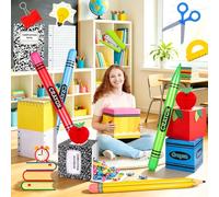20 cajas gigantes para decoración de fiesta de regreso a clases, cuaderno de composición para el aula, cajas de globos, crayones inflables grandes, panal de abeja para el primer día de escuela