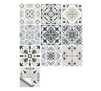 20 calcomanías de azulejos para cocina y baño, calcomanías autoadhesivas de pared para suelo, calcomanías de azulejos victorianos vintage, vinilo impermeable, mosaico marroquí adhesivo en azulejos (15