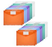 20 Carpetas Plástico A4 - Carpetas A4 en 5 Colores, Carpeta Clasificadora Impermeable con 11 Agujeros y Bolsillo para Etiquetas, Organizador Documentos Transparente para Oficina y Escuela