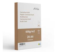 20 Cartulinas kraft A4 de 600gr. 1mm de grosor - Tamaño A4 (21x29,7cm) - Carton manualidades - Scrapbooking - Cartulina craft extra gruesa