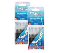 20 Cepillos Interdentales Profesionales Pikdent - Núcleo de acero recubierto y cerdas de Tynex - Negro, Tamaño 1,2 mm (Cónico)