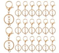 20 cierres de langosta, ganchos giratorios, cierre de langosta, clips de gatillo giratorios con llavero dividido plano, ganchos de langosta para llavero, joyería, bricolaje (dorado)