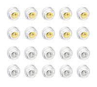 20 cierres de pendientes seguros de silicona hipoalergénica, inserciones doradas y plateadas con tapas protectoras de resina