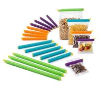 20 cierres para bolsas de alimentos, alicates reutilizables, 4 tamaños, 125 - 285 mm, alicates para almacenamiento de cocina, snacks, café, cereales, hermético duradero intransc