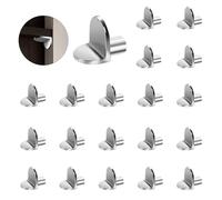 20 Clavijas de Soporte de Estante en Forma L, 5mm Pasadores Niquelado para Estante de Armario, Soporte de Clips de Esquina en Ángulo Recto para Gabinete Orificios Cocina Mueble
