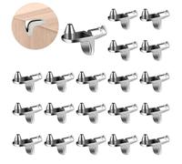 20 Clavijas de Soporte de Estante en Forma L, 5mm Pasadores Niquelado para Estante de Armario, Soporte de Clips de Esquina en Ángulo Recto para Gabinete Orificios Cocina Mueble