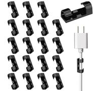 20 clips adhesivos: organizador de cables para USB, red y cables periféricos, solución de escritorio limpia para el uso de la oficina en casa | Soporte de cable duradero para una configuración