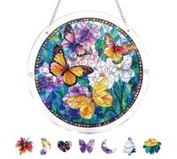 20 cm flores de cristal de colores atrapasueños rompecabezas árbol decoración ventana colgante decoración para ventana colgante con hojas luminosas mariposa atrapador de sol rompecabezas jardín balcón