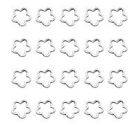 20 colgantes chapados en plata envejecida con marco de flores para hacer joyas, accesorios y manualidades, 16 x 16 mm