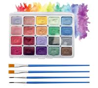 20 colores Meta-llic acuarela, juego de pintura al agua, pintura meta-llic, acuarela metálica, pintura de acuarela metálica, en una caja de plástico portátil para artistas, pintores