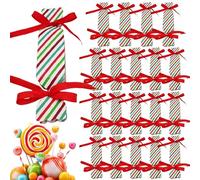 20 Colorful Twill Candy Boxes with 40 Ribbons, Christmas Festival Packaging, Perfect for Wedding Favors, Holiday Treats, and Snack Containers and Special Events