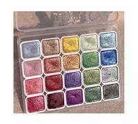 20 Colors Watercolor Painting Set,Glitter Watercolour Solid Paint Box,20 Colors Pearlescent Solid Watercolor Painting Set,Metallic Watercolor Paint Set,Pearlescent Glitter Water Color Paints (B)