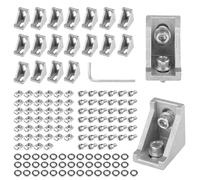 20 conectores angulares de aluminio 28 x 28 para perfil de aluminio 2020 2040 2080, conector angular de perfil de aluminio, juego de montaje con tornillos y tuercas, perfil angular de aluminio estable