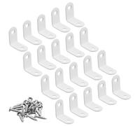 20 conectores blancos, 30 x 30 x 16 mm, acero inoxidable, ángulo de metal de 90 grados, esquina de acero para muebles, silla