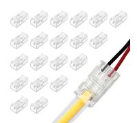 20 conectores de tira COB de 2 pines de 8 mm, sin soldadura, adaptador LED transparente, conector rápido, abrazadera de extensión para tiras de luz, conector de iluminación de riel sin huecos
